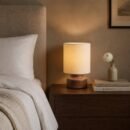 Keramische tafellamp met houtnerf effect